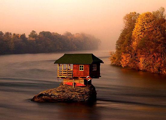 Tiny House in the Drina River in Serbia